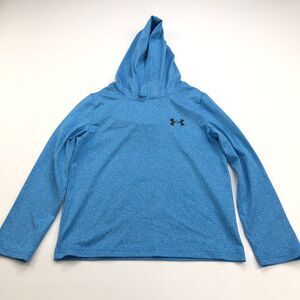 Under Armour Hoodie Youth XS Blue Solid Spell Out Cowl Neck Boys Lightweight